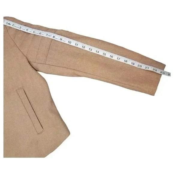 GAP Womens Vintage Moto Biker Wool Blend Tan Quilted Cropped Jacket Coat Small - Picture 14 of 15